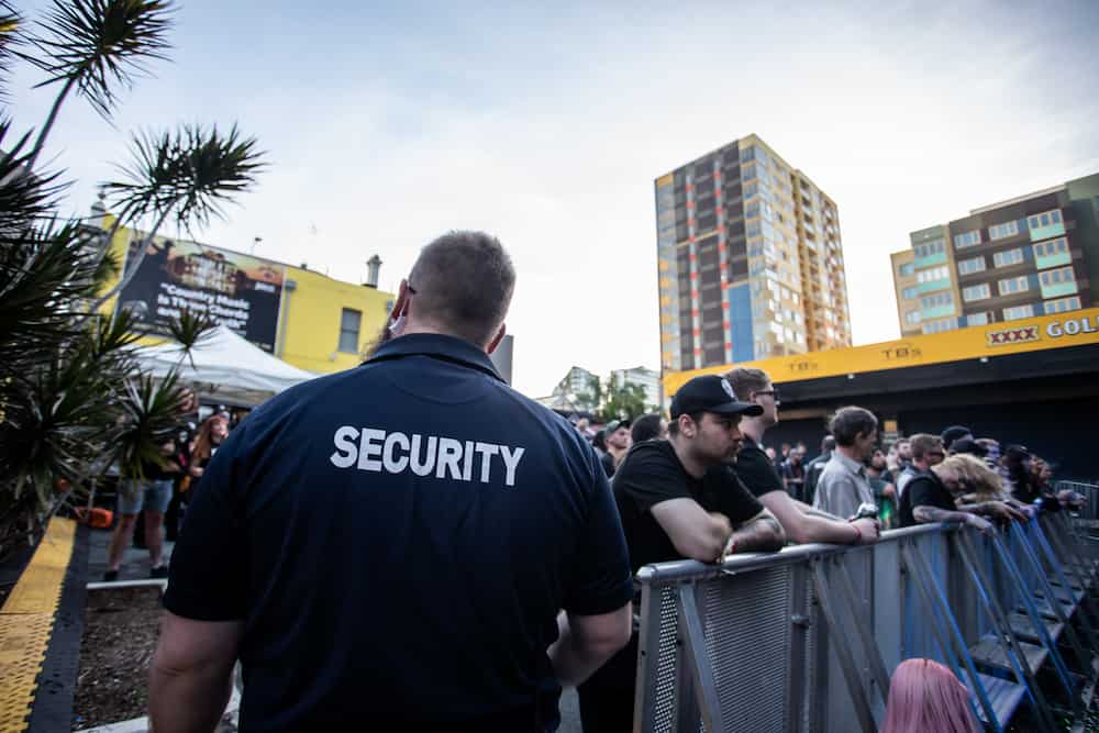 Security guard smiling