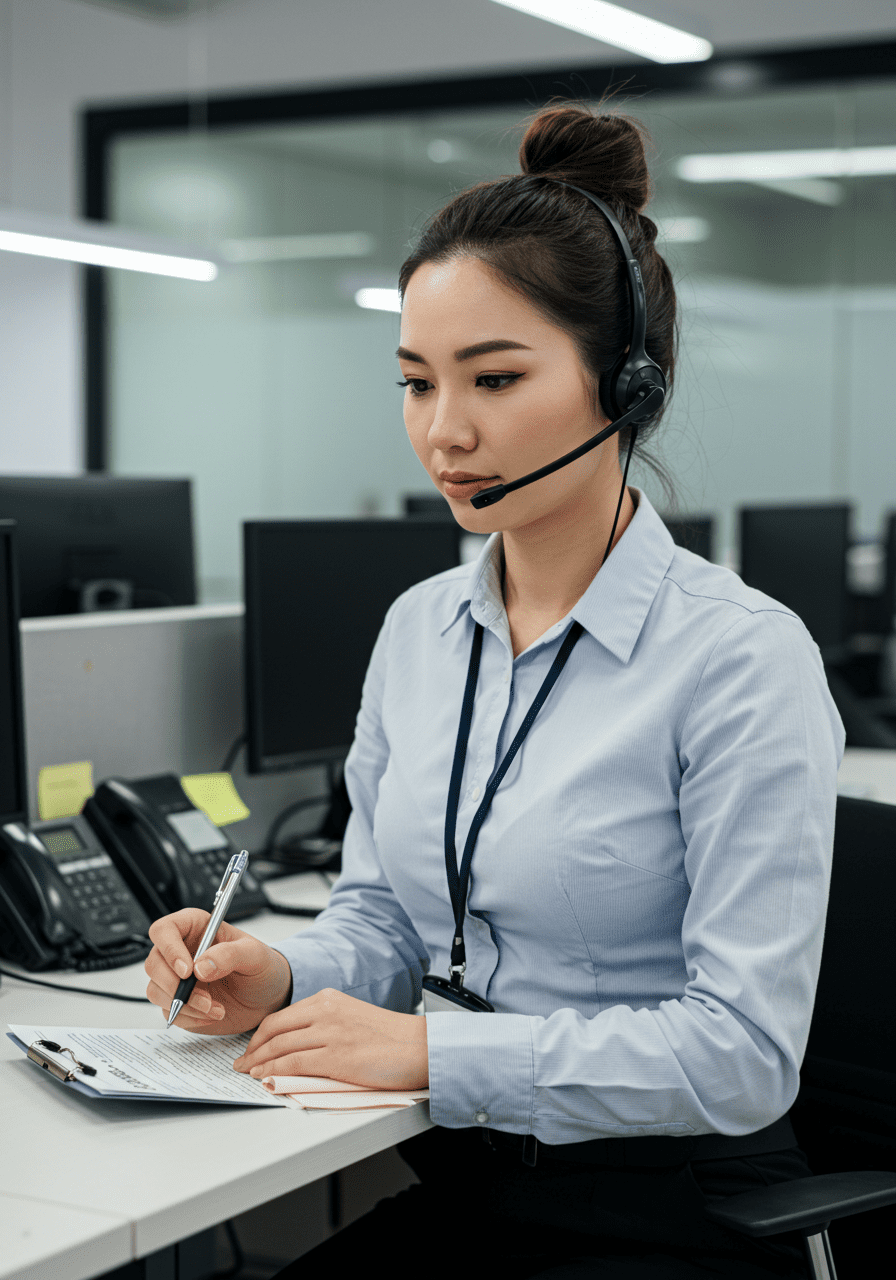 A support agent handling complaints A support agent handling complaints